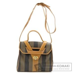 Fendi Pequin Pattern Handbag Leather